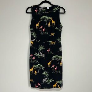 Old Navy black dress with animal print